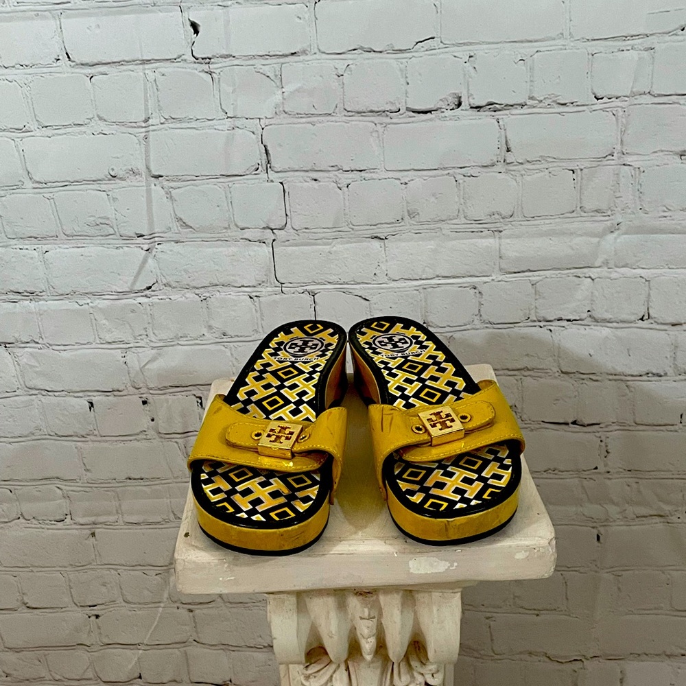 Yellow Tory Burch clogs sandals